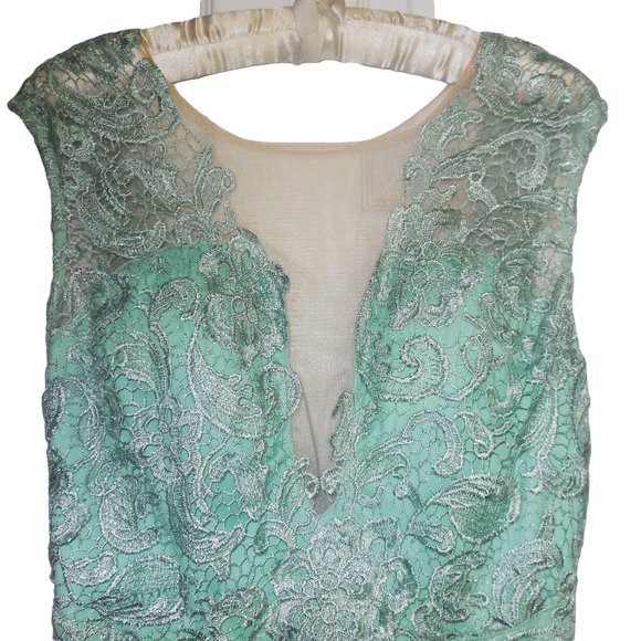 Maxi Dress NEW Lace Mint Green Formal Gown Prom Special Occasion - Picture 4 of 6